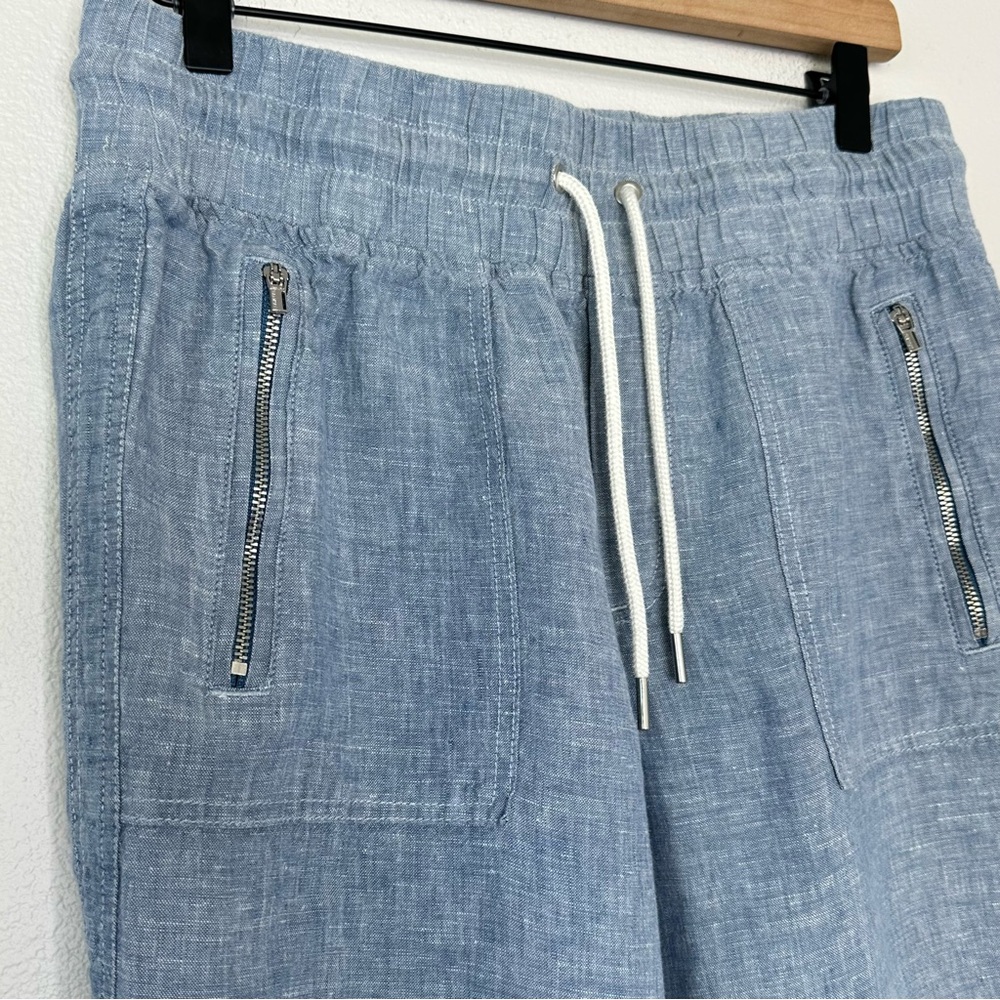 Athleta Women's Blue 100% Linen Cabo Jogger Pants Size 8 Athleisure Tapered - Picture 4 of 13